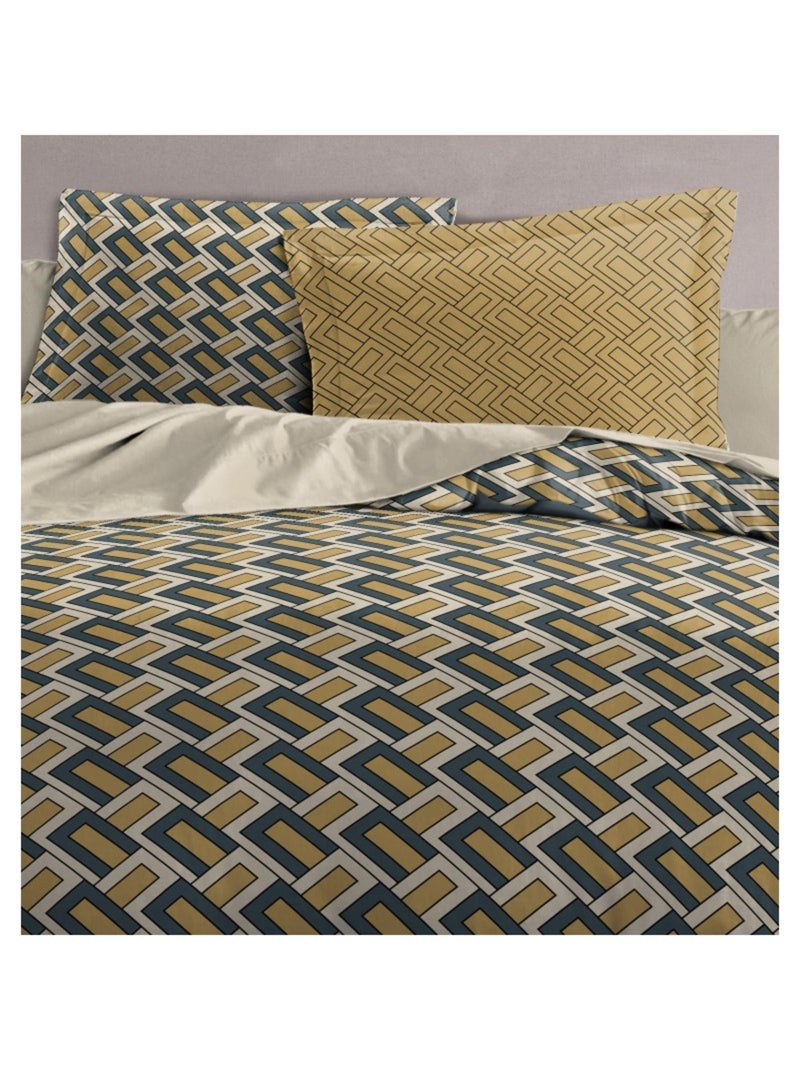 Parure de couette  100%  coton 57 fils     - MINERVA Beige - Kiabi