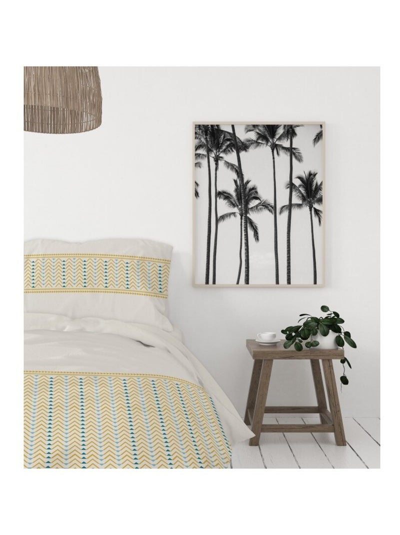 Parure de couette  100%  coton 57 fils     - NAT MIEL Jaune - Kiabi