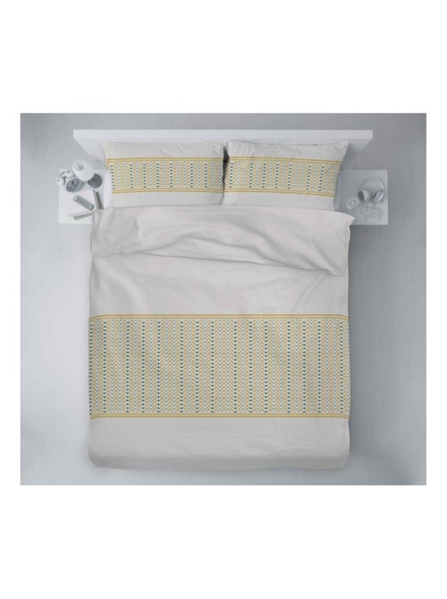 Parure de couette  100%  coton 57 fils     - NAT MIEL - Kiabi
