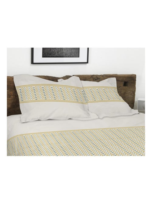 Parure de couette  100%  coton 57 fils     - NAT MIEL - Kiabi