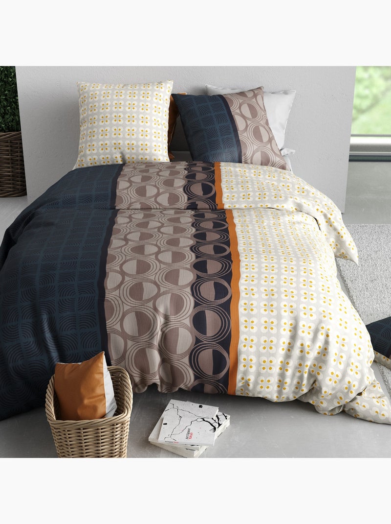 Parure De Couette 100% Coton 57 Fils Curtis Multicolore - Kiabi