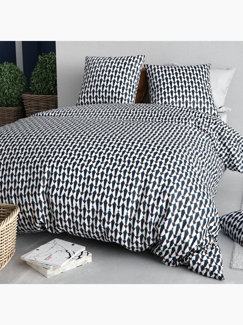 Parure De Couette 100% Coton 57 Fils Épure Bleu - Kiabi