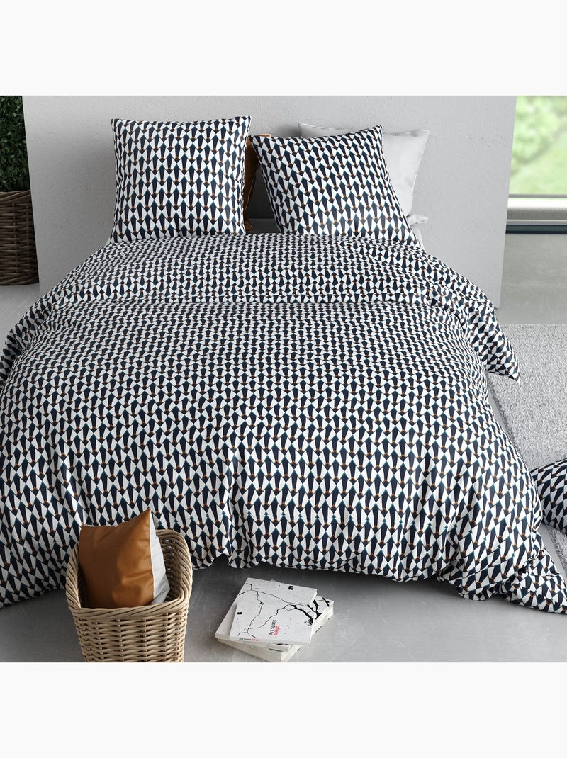 Parure De Couette 100% Coton 57 Fils Épure Bleu - Kiabi