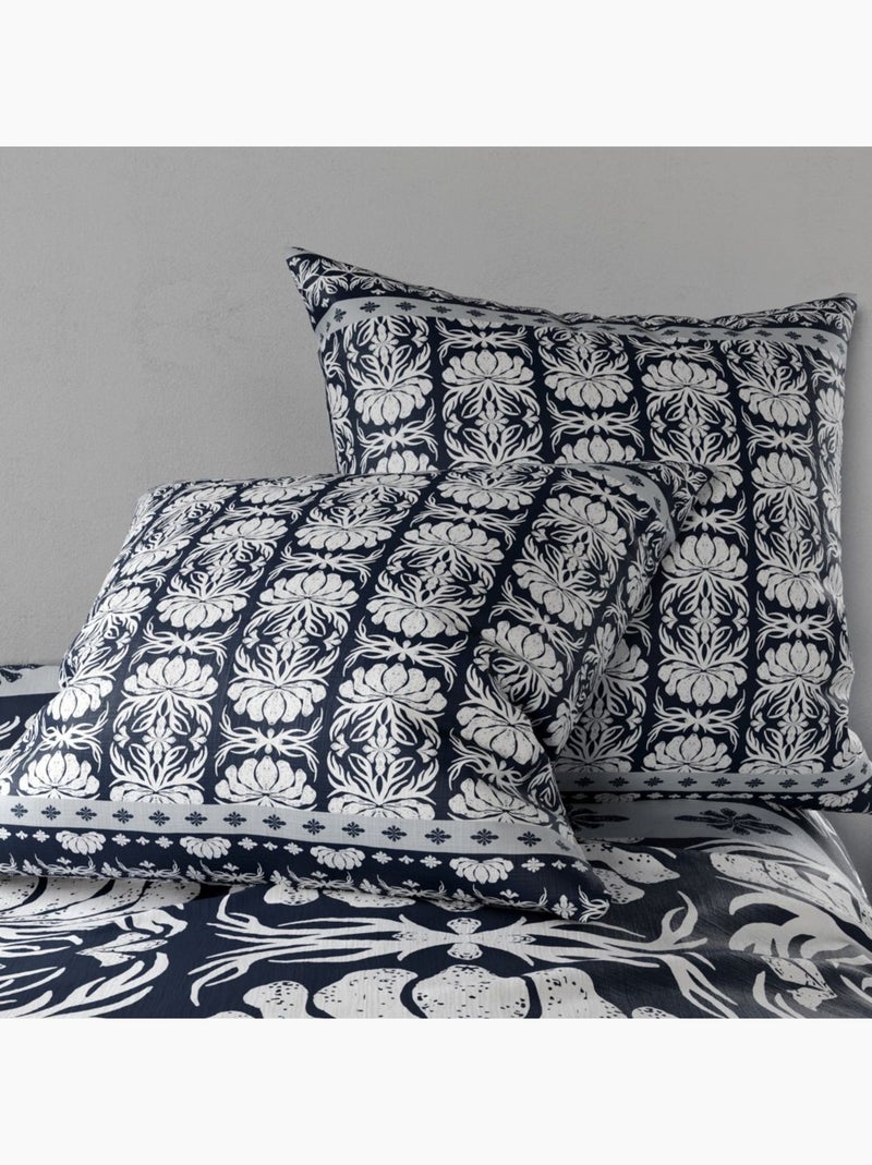 Parure de couette 100% Coton 57 fils Folk Bleu - Kiabi