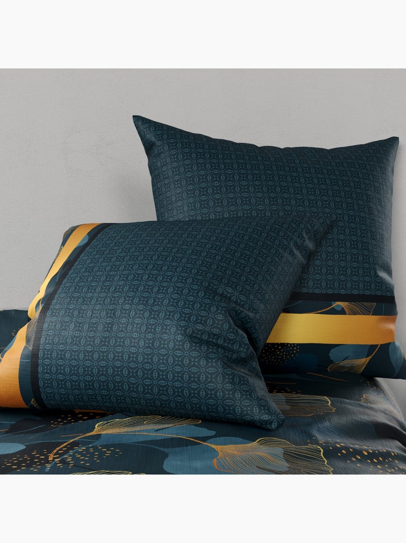 Parure De Couette 100% Coton 57 Fils Ginko Bleu - Kiabi
