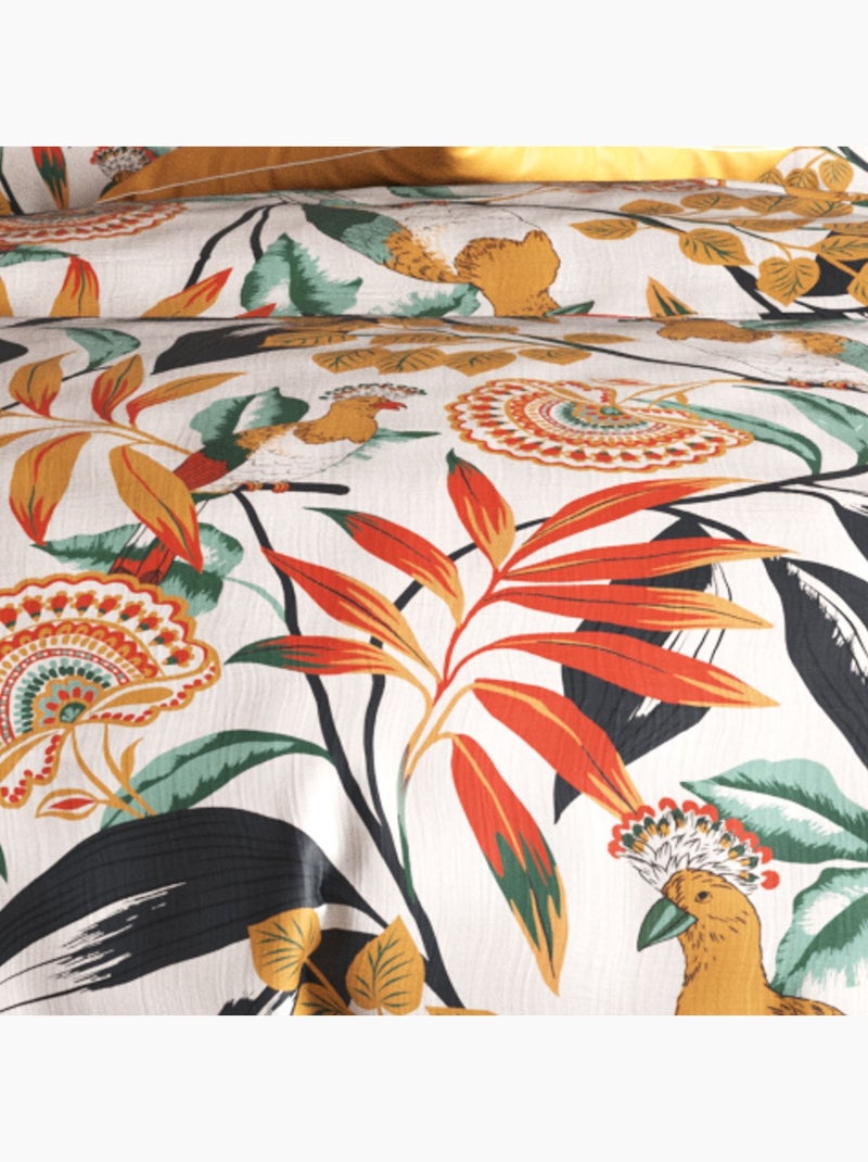 Parure De Couette 100% Coton 57 Fils Ninon Orange - Kiabi