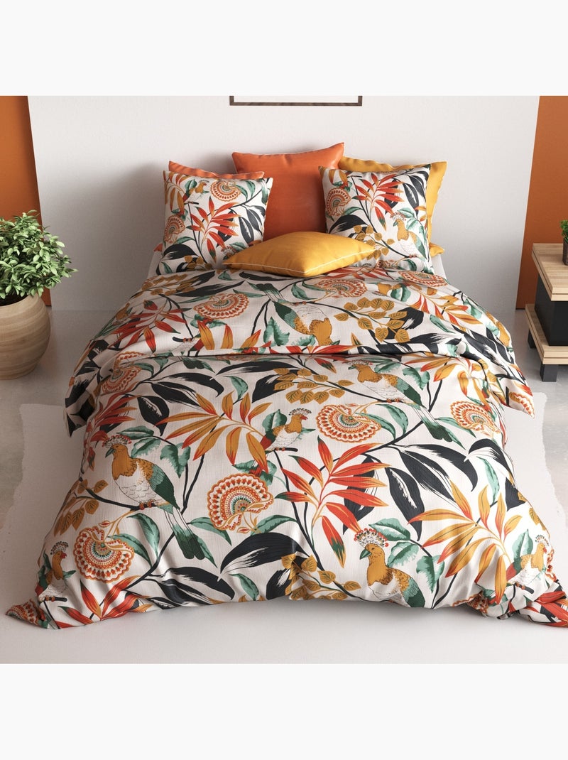 Parure De Couette 100% Coton 57 Fils Ninon Orange - Kiabi