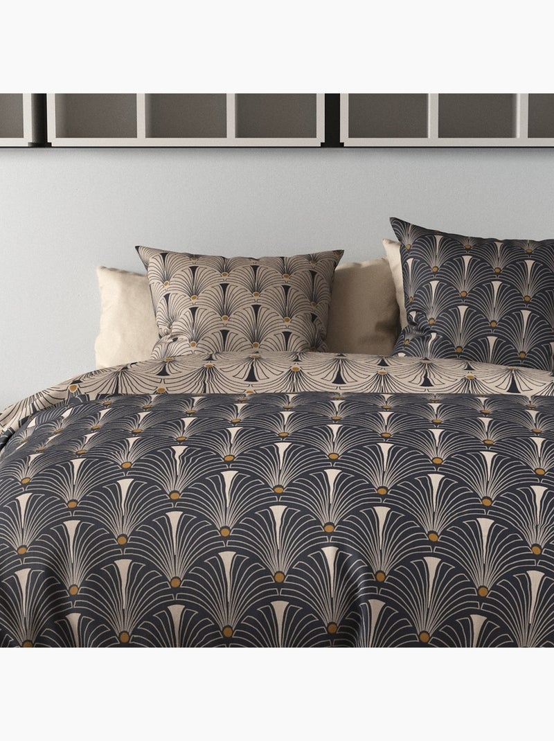 Parure De Couette 100% Coton 57 Fils Paon Bleu - Kiabi