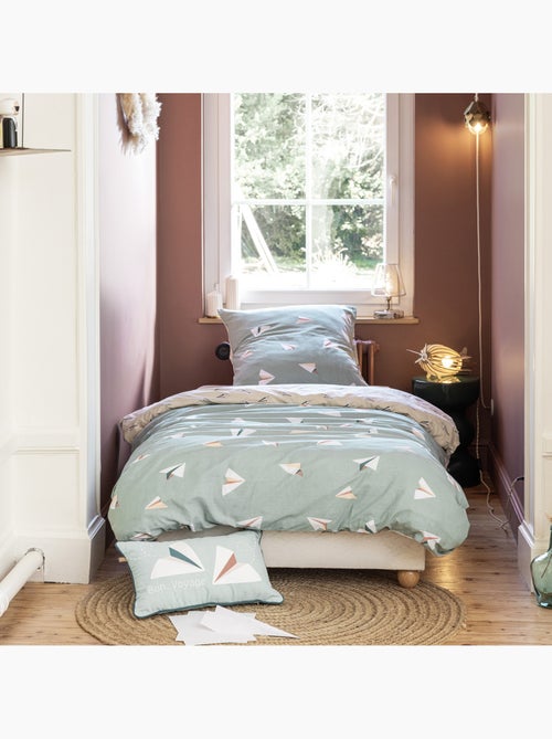Parure De Couette 100% Coton 57 Fils Petits Papiers - Kiabi
