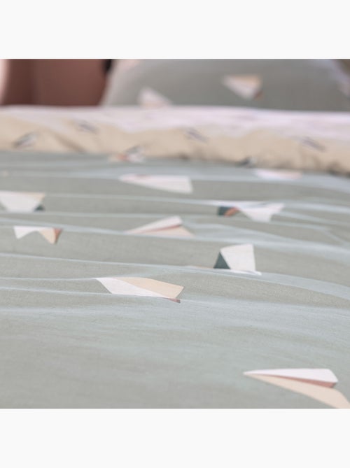 Parure De Couette 100% Coton 57 Fils Petits Papiers - Kiabi