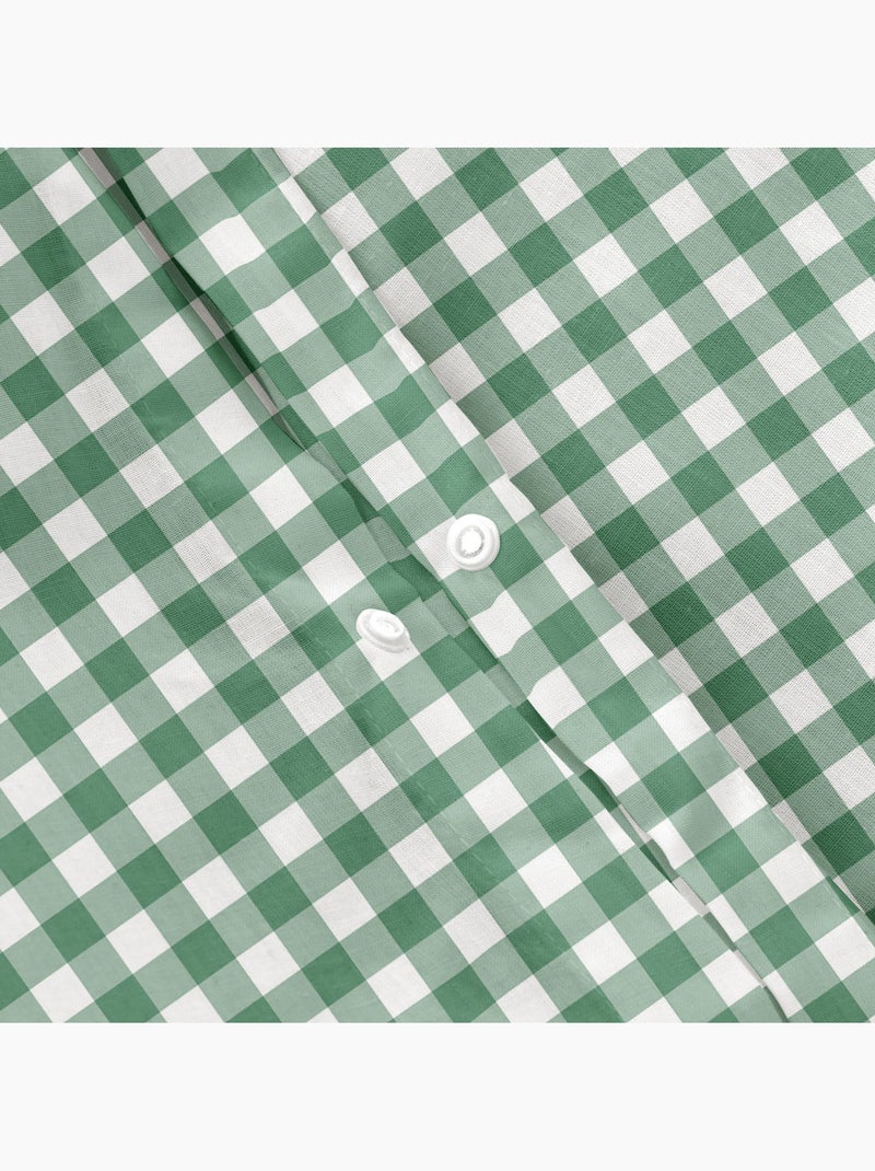 Parure de couette 100 % coton vichy avec taie(s), fermeture pression - gamusi. Vert d'eau - Kiabi