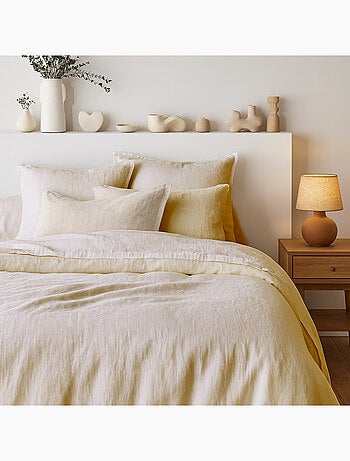 Parure de couette 100% LIN Couleur Vieux Rose - Housse de couette 200x200 cm et 2 taies 63x63