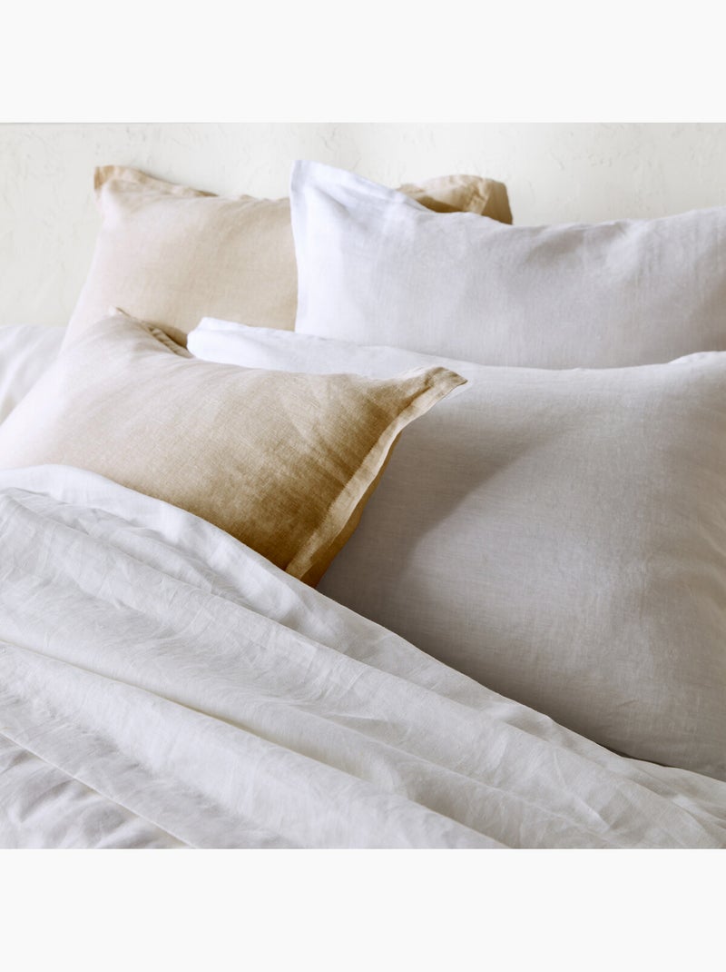 Parure de couette 100%  LIN Couleur Blanc - Housse de couette 140x200 et 1 taie 63x63 Blanc - Kiabi