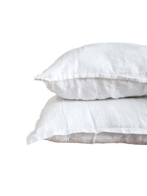Parure de couette 100%  LIN Couleur Blanc - Housse de couette 260x240 cm et 2 taies 63x63 - Kiabi