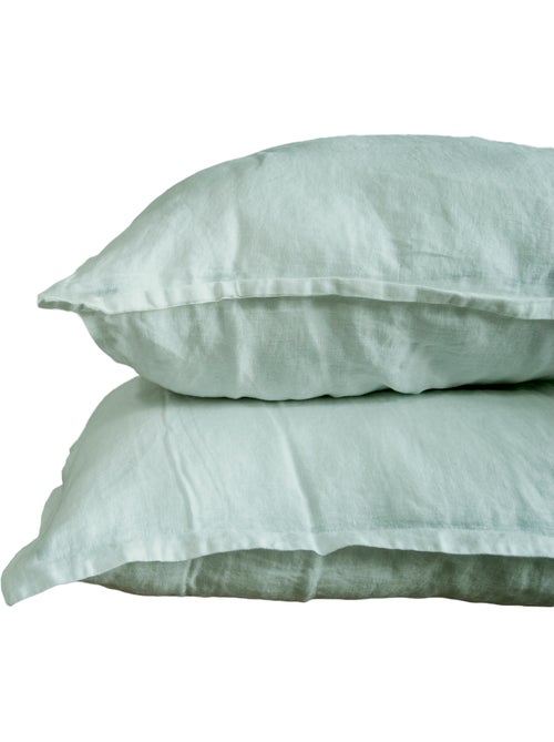 Parure de couette 100% LIN Couleur Vert de gris - Housse de couette 140x200 cm et 1 taie 63x63 - Kiabi Parure de couette 100% LIN Couleur Vert de gris - Housse de couette 140x200 cm et 1 taie 63x63 - Kiabi