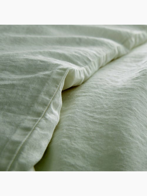 Parure de couette 100% LIN Couleur Vert de gris - Housse de couette 240x260 cm et 2 taies 63x63 - Kiabi Parure de couette 100% LIN Couleur Vert de gris - Housse de couette 240x260 cm et 2 taies 63x63 - Kiabi