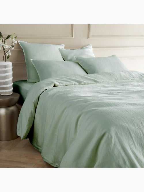 Parure de couette 100% LIN Couleur Vert de gris - Housse de couette 240x260 cm et 2 taies 63x63 - Kiabi Parure de couette 100% LIN Couleur Vert de gris - Housse de couette 240x260 cm et 2 taies 63x63 - Kiabi