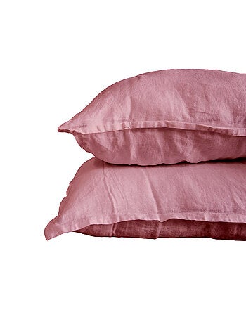 Parure de couette 100% LIN Couleur Vieux Rose - Housse de couette 200x200 cm et 2 taies 63x63