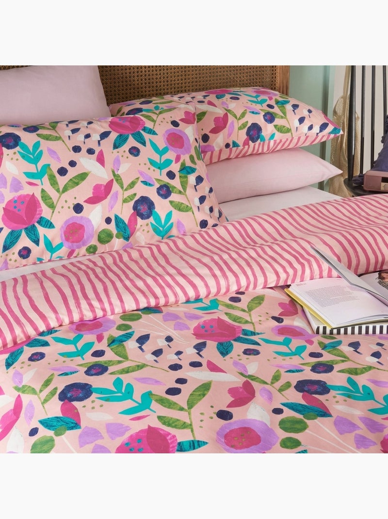Parure De Couette 100% Percale De Coton 80 Fils Rose - Kiabi