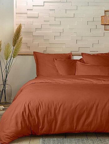 Parure de couette 100% Percale de Coton 80 fils Terracotta