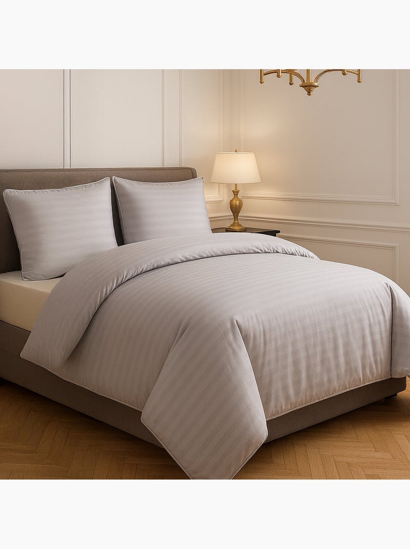 Parure de couette 100% satin de coton Gris clair - Kiabi