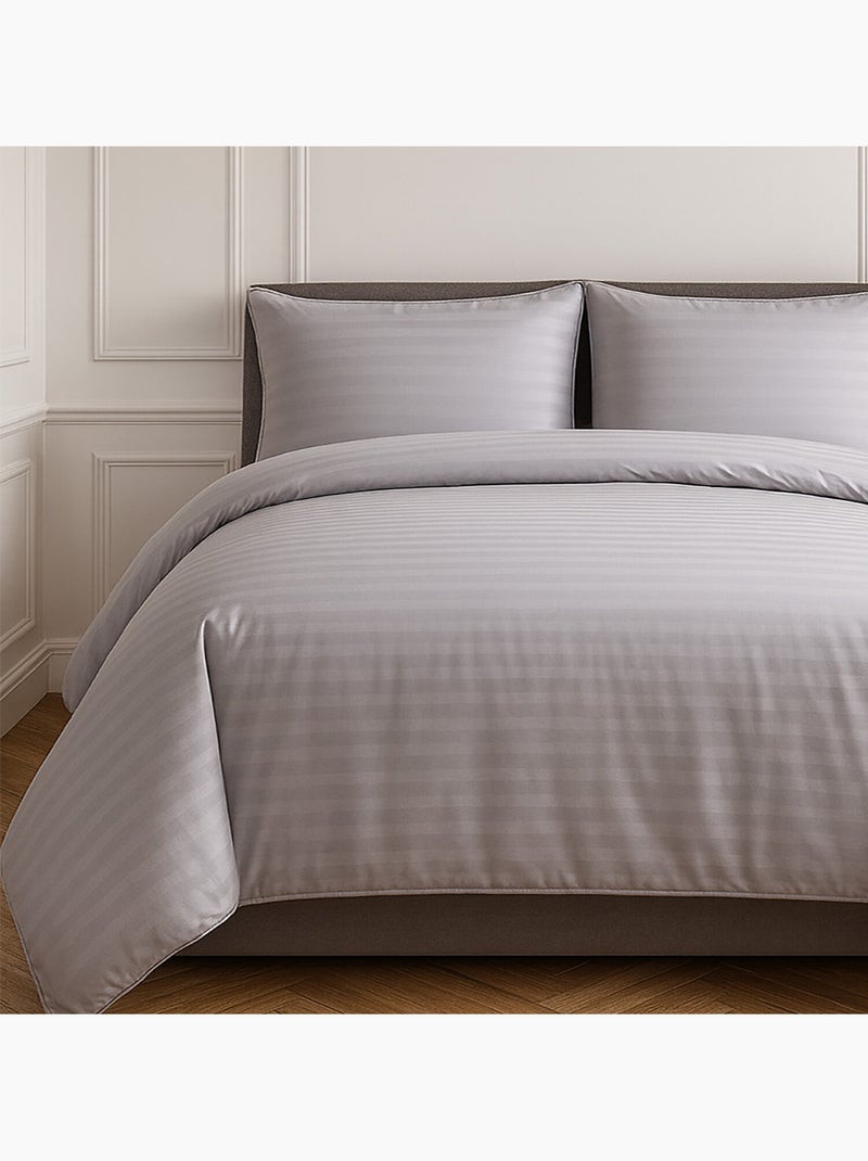 Parure de couette 100% satin de coton Gris clair - Kiabi