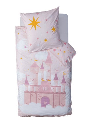 Parure de couette 140 x 200 "Château" Réversible 100% Coton / 57 Fils/cm²