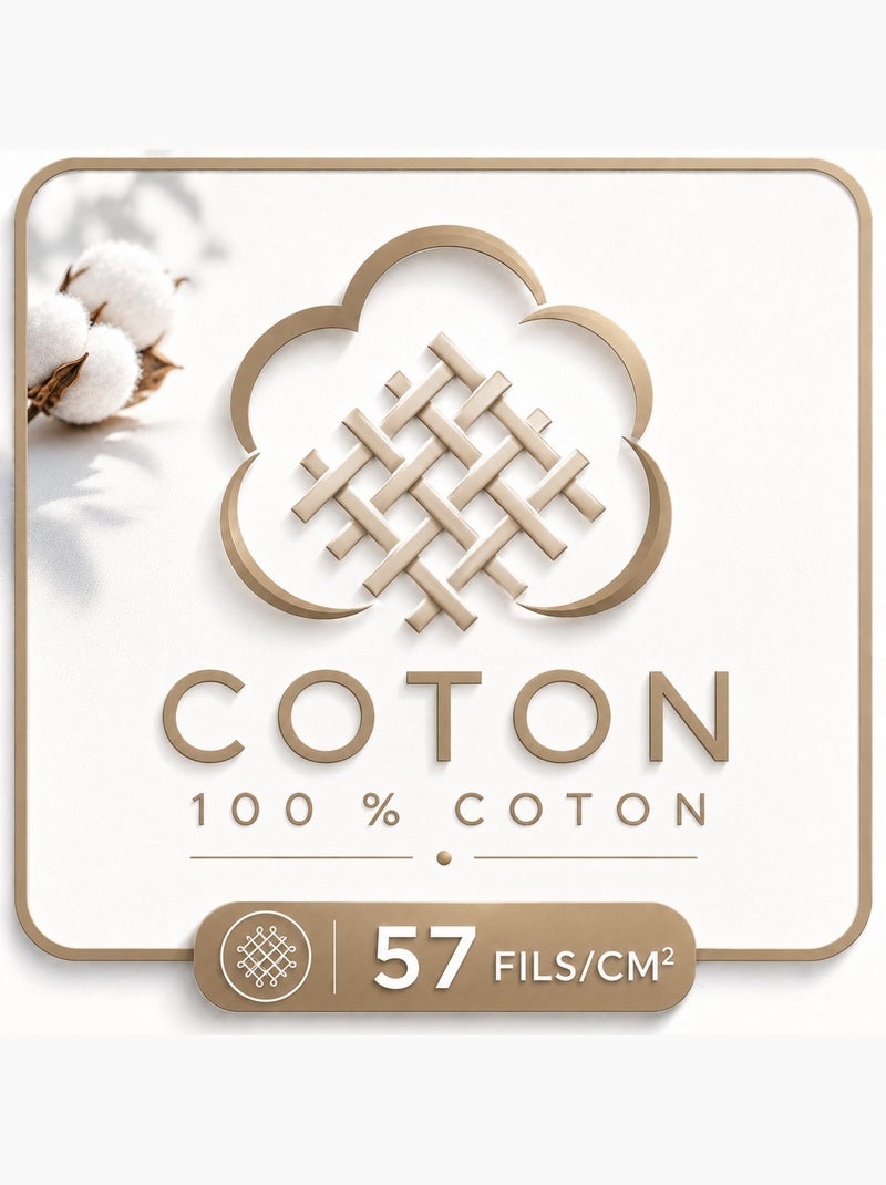Parure de Couette 140x200 cm 100% Coton 57 Fils HORIZON Gris Orange - Kiabi