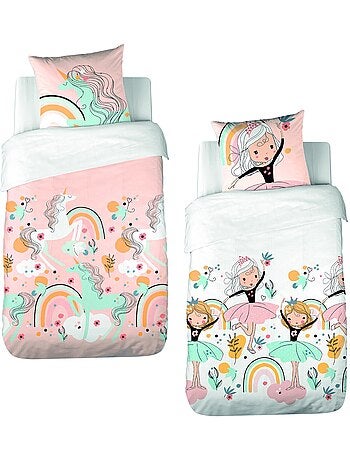 Parure De Couette 140x200cm polycoton motif licorne, LOLA
