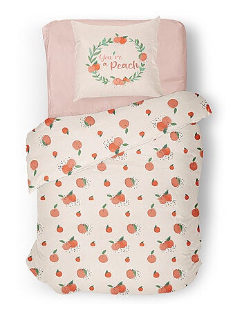 Parure de couette 2 pieces enfant coton 57 fils vert 140x200 cm - PEACHY