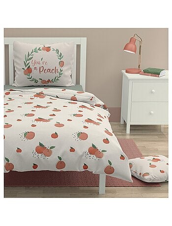 Parure de couette 2 pieces enfant coton 57 fils vert 140x200 cm - PEACHY