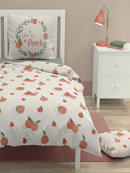 Parure de couette 2 pieces enfant coton 57 fils beige crème - 140x200 cm - PEACHY - Kiabi