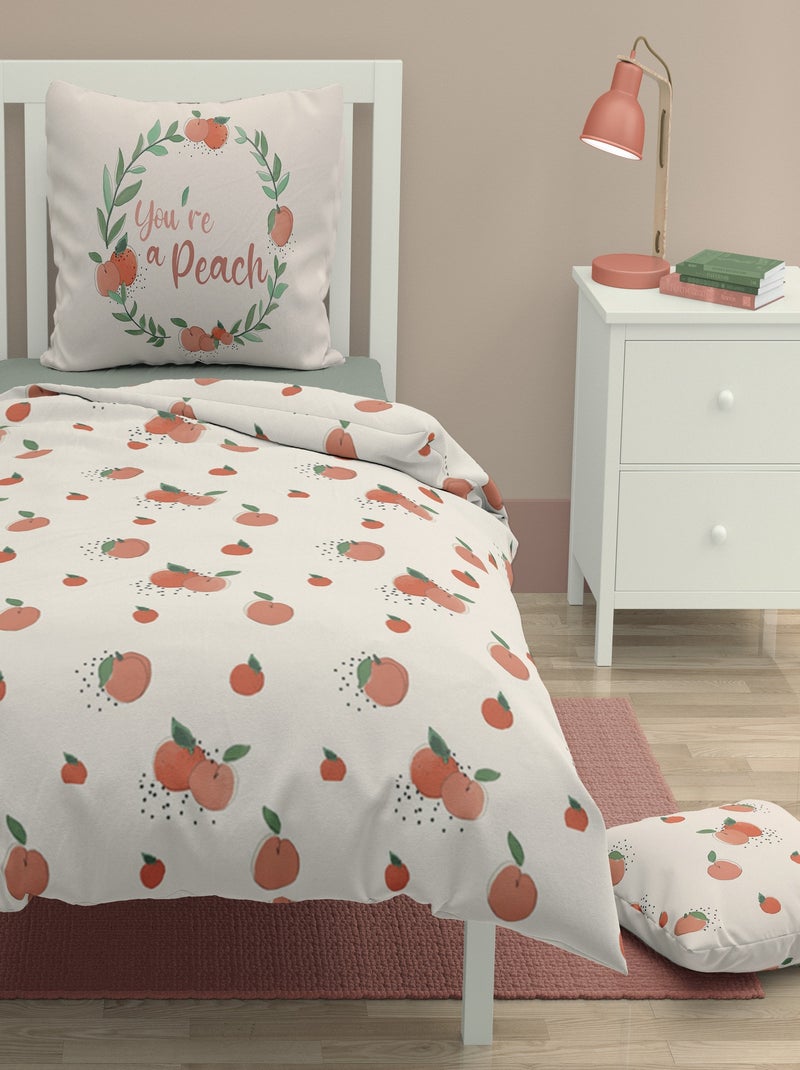 Parure de couette 2 pieces enfant coton 57 fils beige crème - 140x200 cm - PEACHY Beige - Kiabi
