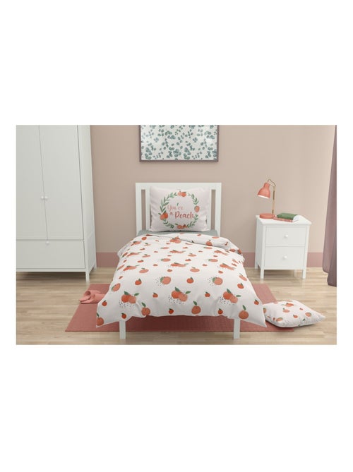 Parure de couette 2 pieces enfant coton 57 fils beige crème - 140x200 cm - PEACHY - Kiabi