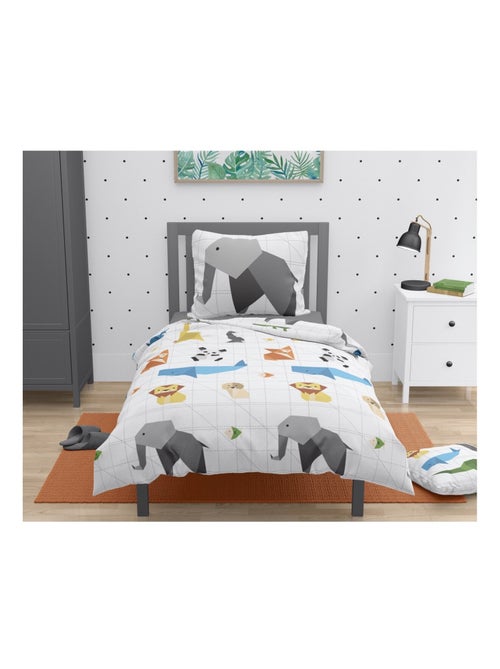 Parure de couette 2 pieces enfant coton 57 fils blanc 140x200 cm - ORIGATOON - Kiabi
