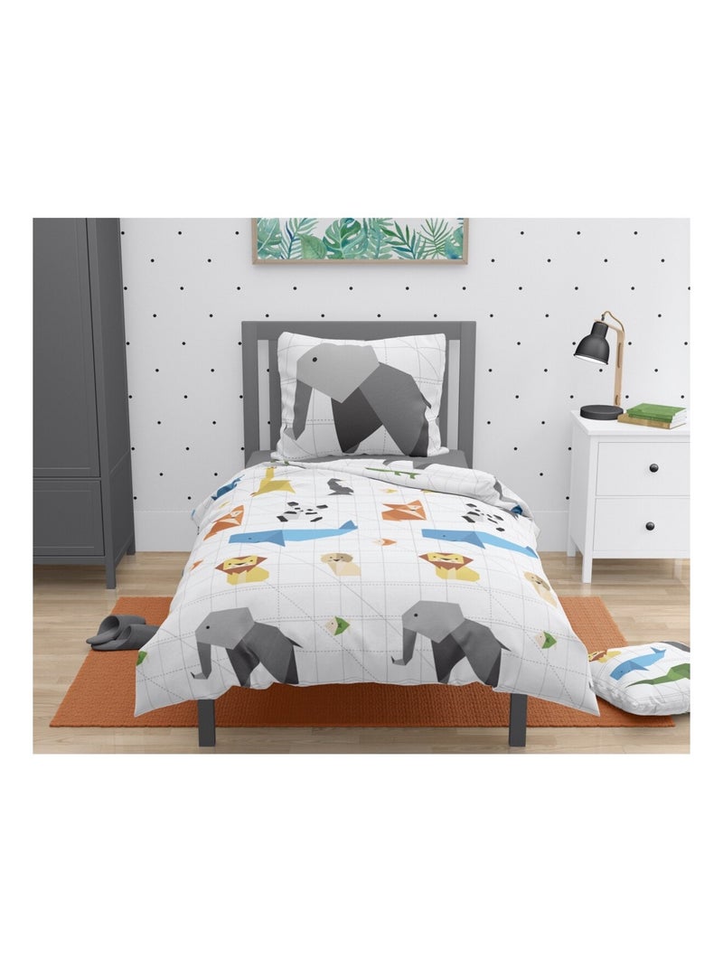 Parure de couette 2 pieces enfant coton 57 fils blanc 140x200 cm - ORIGATOON Blanc - Kiabi