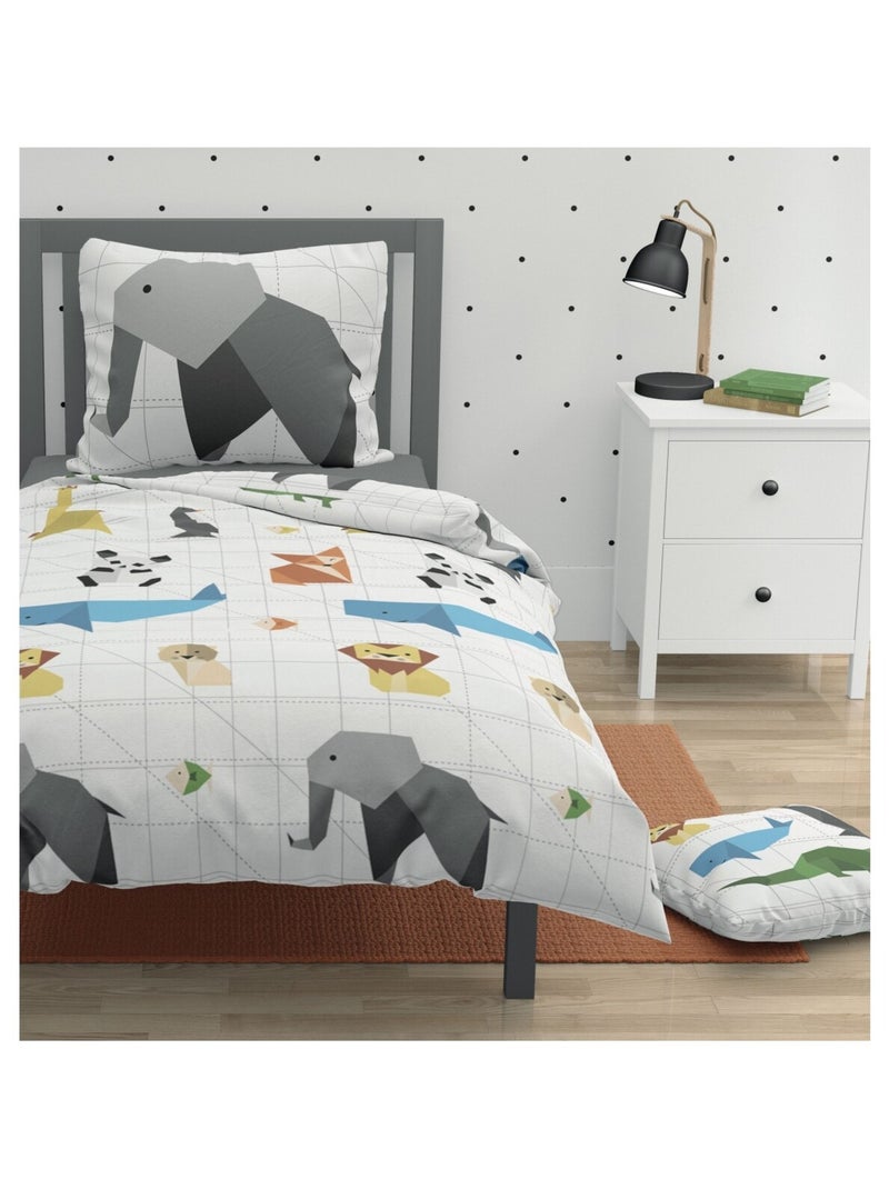 Parure de couette 2 pieces enfant coton 57 fils blanc 140x200 cm - ORIGATOON Blanc - Kiabi