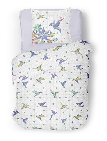 Parure de couette 2 pieces enfant coton 57 fils rose 140x200 cm - PARADISE