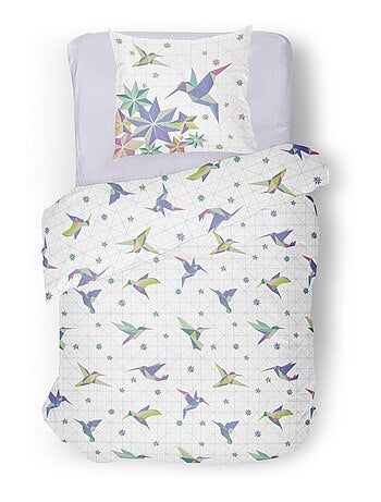 Parure de couette 2 pieces enfant coton 57 fils rose 140x200 cm - PARADISE