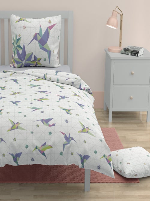 Parure de couette 2 pieces enfant coton 57 fils bleu 140x200 cm - PARADISE - Kiabi