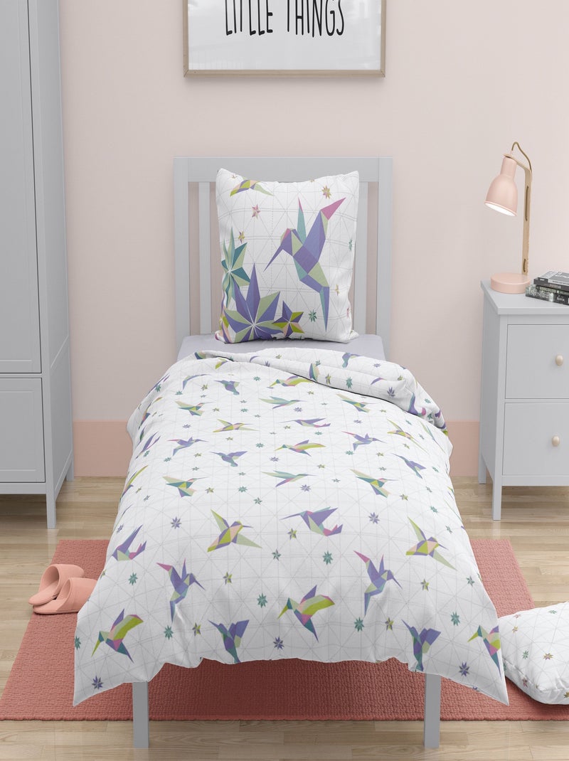 Parure de couette 2 pieces enfant coton 57 fils bleu 140x200 cm - PARADISE Bleu - Kiabi