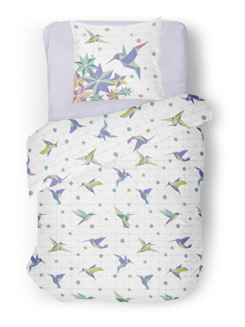 Parure de couette 2 pieces enfant coton 57 fils bleu 140x200 cm - PARADISE - Kiabi