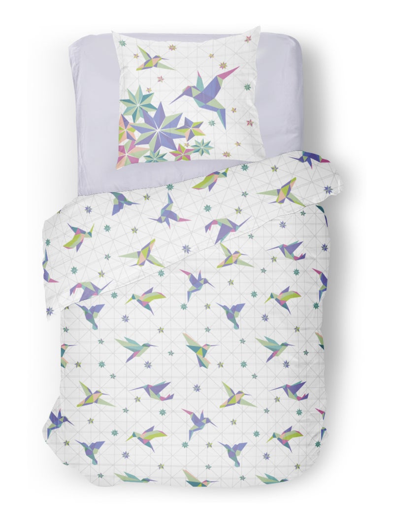 Parure de couette 2 pieces enfant coton 57 fils bleu 140x200 cm - PARADISE Bleu - Kiabi
