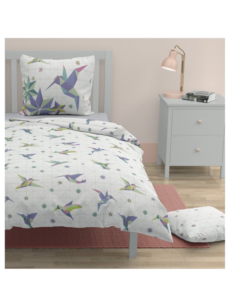 Parure de couette 2 pieces enfant coton 57 fils bleu 140x200 cm - PARADISE Bleu - Kiabi
