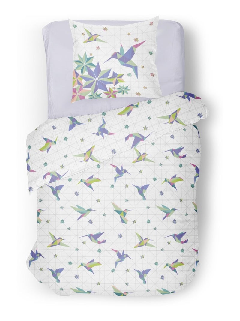 Parure de couette 2 pieces enfant coton 57 fils bleu 140x200 cm - PARADISE Bleu - Kiabi