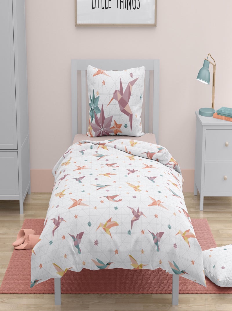 Parure de couette 2 pieces enfant coton 57 fils rose 140x200 cm - PARADISE Rose - Kiabi