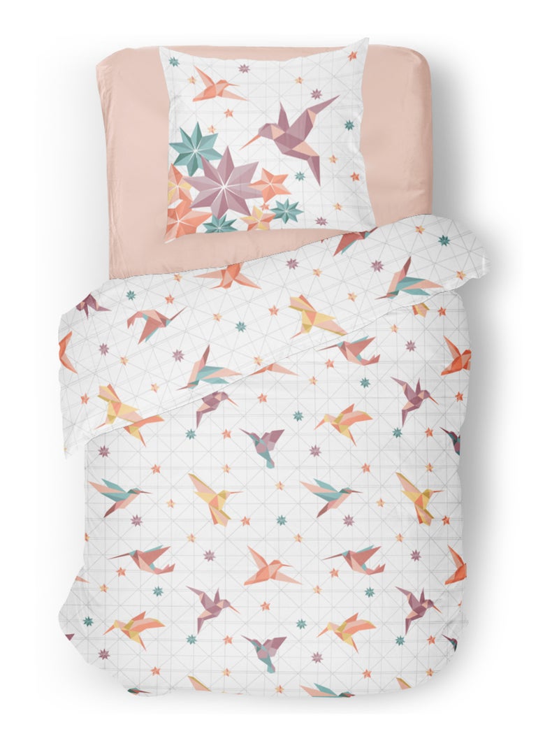 Parure de couette 2 pieces enfant coton 57 fils rose 140x200 cm - PARADISE Rose - Kiabi