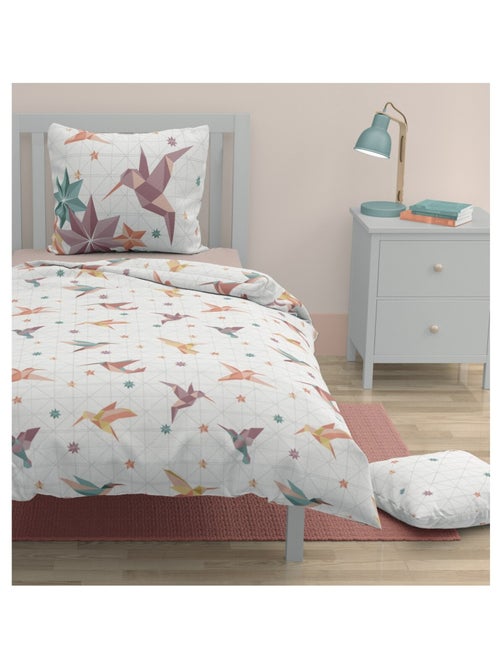 Parure de couette 2 pieces enfant coton 57 fils rose 140x200 cm - PARADISE - Kiabi
