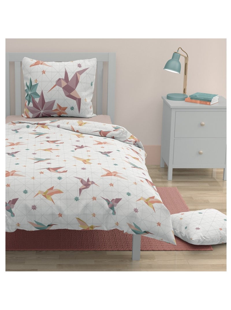 Parure de couette 2 pieces enfant coton 57 fils rose 140x200 cm - PARADISE Rose - Kiabi