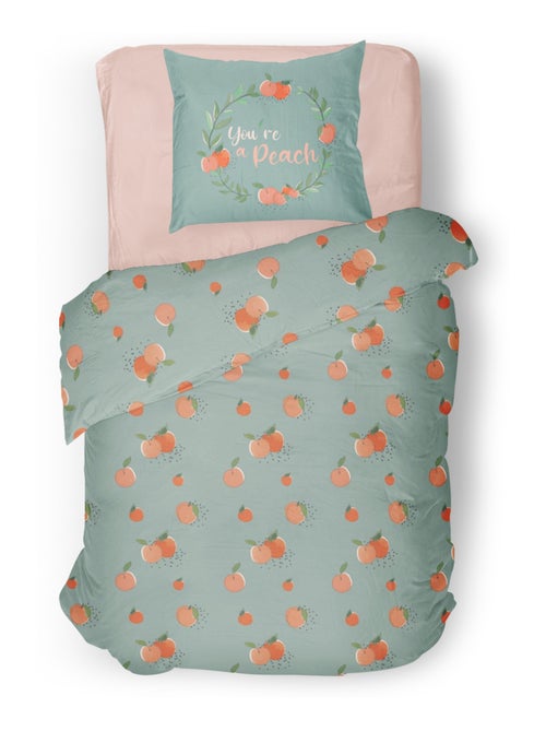 Parure de couette 2 pieces enfant coton 57 fils vert 140x200 cm - PEACHY - Kiabi
